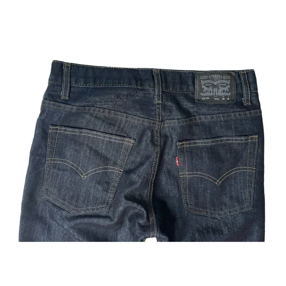 Levi's 511 Slim Fit Dark‎ Wash Blue Jeans Boys Size 28X28 16 Reg